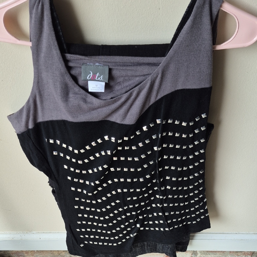 Dots Black and Gray Studded Tank Top